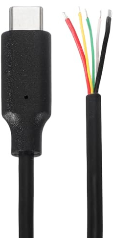 QUARKZMAN 2 Pcs Cable Extensión Tipo C Macho 0.3 m/1Ft USB C Macho | A Conector 5 Pines, Con Alambre Desnudo, 20AWG 12V 5A, Para Reparación O Reemplazo Teclados Ventiladores, Con Alambre Desnudo