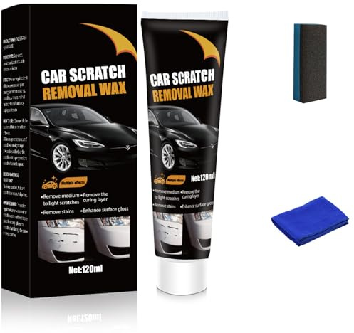 Cera per Riparazione Graffi Dell'auto,Car Pasta Abrasiva per Carrozzeria,Polish Auto Rimuovi Graffi con Panno e Spugna,Scratch Remover for Vehicles,Rimuovi Graffi Auto 120ml