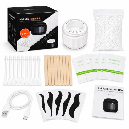 Nasenhaarentferner Wachs, Waxing Set mit Mini Wax Maschine und Nasenhaar Wachs Sticks, Wax Nasenwachs-Set für Männer und Frauen, USB-Schnellwärmung, konstante Temperatur, weiß