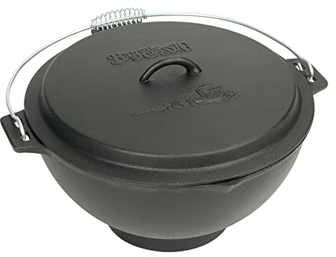 Bayou Classic 7419 3-gal Cast Iron Jambalaya Kettle w/Lid Features Coil Wire Handle Domed Lid Perfect For Traditional New Orleans Gumbo Etouffee Jambalaya and For Simmering Batches of Chili Soup Stew