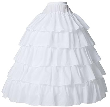 BEAUTELICATE Sottogonna Sposa Lungo A-Line Crinolina Sottogonna Donna 4 Cerchio con 5 Strati Balze per Matrimonio Carnevale Abito da Sera Anni 50 Hallowen Rockabilly (Bianco, L-XL)