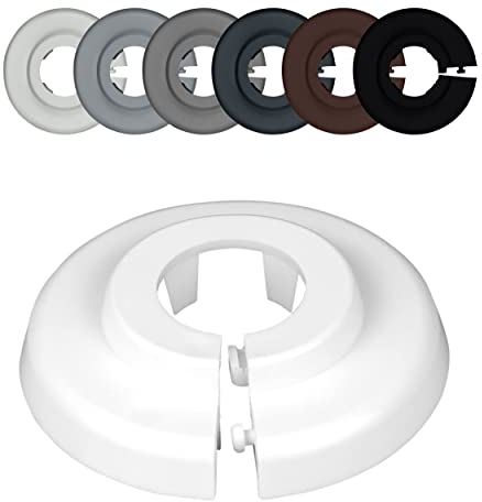 FUX 6 Pieces Radiator Pipe Covers for Pipe diameters 12mm-35mm; Heating Floor Pipe Collars Rings White, Black, Grey, Brown (18mm, White 9016)