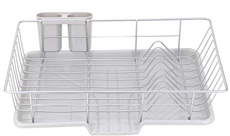 PetHot Large Dish Drainer Dish Drying Rack Metal Wire Cutlery Draining Holder Plate Rack Kitchen Sink