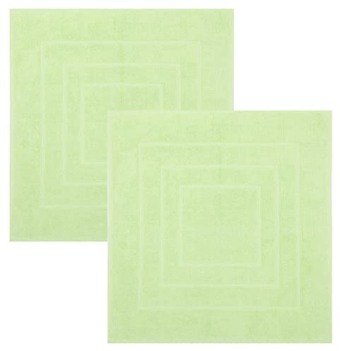 Betz 2 Stück Badvorleger Palermo 100% Baumwolle Badematte Badteppich Duschvorlage Größe 60x60 cm Qualität 680g/m² Farbe grün