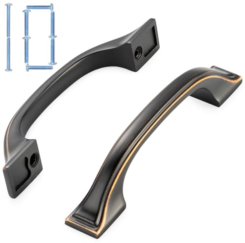 KOOFIZO 10 Pack 3 Inch Oil Rubbed Bronze Kitchen Cabinet Pulls Rubbed Bronze Cabinet Handles Bronze Cabinet Hardware for Kitchen Cabinets 1958 Drawer Dresser Cupboard Bedroom