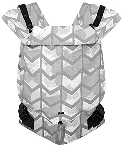 Hoppediz Babytrage Primeo, für Neugeborene ab Geburt, Bauchtrage, Rückentrage, 100% kbA-Baumwolle, Amsterdam stone