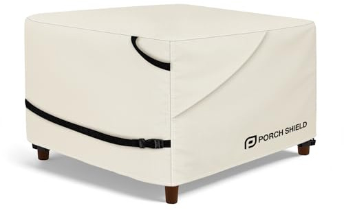Porch Shield Copertura per ottomana da patio, impermeabile, per esterni, quadrata, 68 x 68 x 45 cm, beige