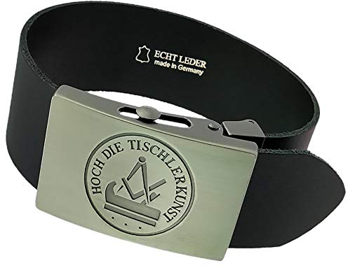GravurManufakturBerlin Hosengürtel Tischler Handwerk Zunftzeichen Ledergürtel 4 cm breit Einheitslänge kürzbar