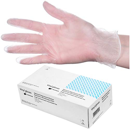 HeroTouch 100 Gants Jetables en Vinyle transparent Non Poudrés Taille XL | Boîte Distributrice Gants Protecteur Maison & Cosmétique Hygiène Sécurité