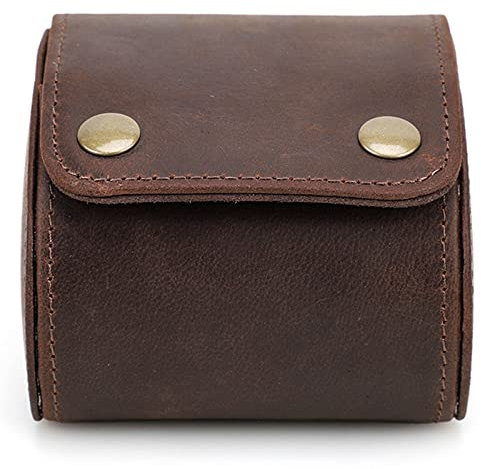 Elegance zylindrische Uhrenbox aus Vegan Leather Luxuriöse Uhrenrolle Uhrenbox aus Leder für Uhren Handverar Beitetes Etui zur Uhren Aufbewahrung Tragbare Reiseuhr Geschenk,Brown