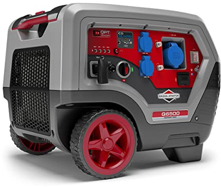 Briggs & Stratton Groupe électrogène à onduleur portable à essence Q6500 Série Quiet Power Technology, alimentation propre 6500 watts/5000 watts, ultra silencieux et léger, Noir