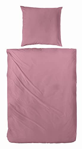 Beddress - Luxus-Satin-Bettwäsche, Uni Rosenholz, 135x200 + 80x80 cm, 100% Baumwolle, OekoTex