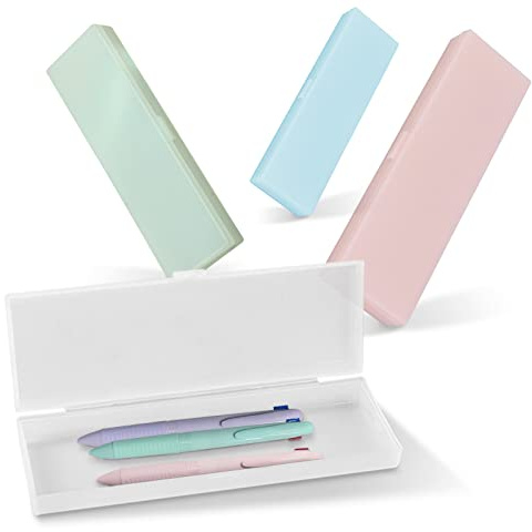 CIOUYAOS 4 Pack Clear Pencil Case,Translucent Plastic Pencil Box,Small Storage Box Stationary Organizer, Pencil Cases for Women Boys,Office School Supplies for Student Stationery (Single Layer)