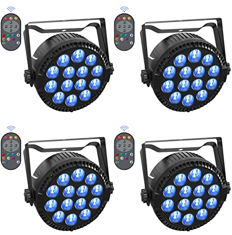 DELIBANG 4pcs 14x6W RGBW LED Par can Stage Lights DMX512 Strobe Lighting with Wireless Remote Adjustable Speed Sound/Auto Disco Light for Party DJ bar Club Band Birthday