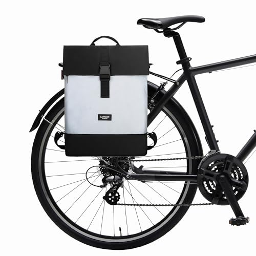 LARKSON Fahrradtaschen für Gepäckträger Damen & Herren Schwarz Reflektierend - Tammo Bike - 2 in 1 Fahrrad Tasche Rucksack & Gepäckträgertasche Hinten - Wasserabweisend