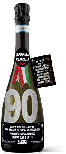 Bottiglia di Prosecco D.O.C. Millesimato per il compleanno dei 90 anni di un amico