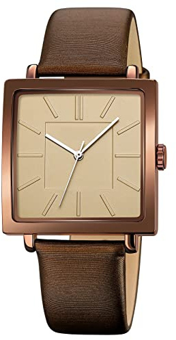 Simplicity Quadratische Damen-Armbanduhr, elegant, analog, Quarzuhr mit Lederarmband, wasserdicht, modische Armbanduhr für Damen und Mädchen
