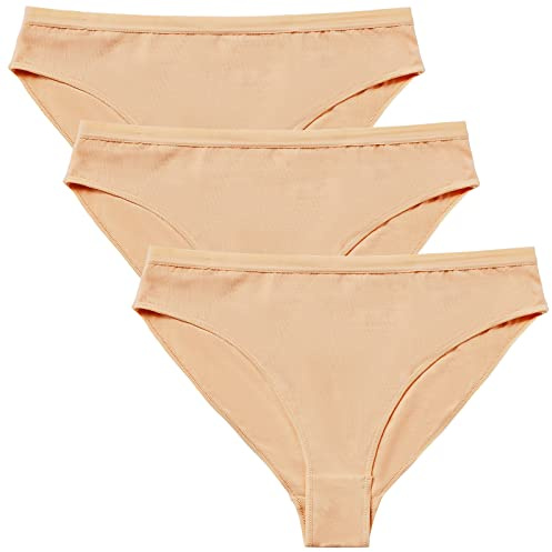 Hannahcos 3 Packs Ballet Underwear High Cut Gymnastics Seamless Dance Underpants Nude Briefs for Womens and Girls