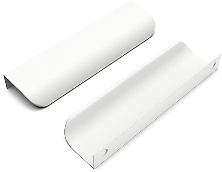 Goldenwarm 5 Stück Versteckte Schrankgriffe Möbelgriffe 128mm Küchengriffe Schrankgriffe Weiß Griffe für Küchenschränke Griffe Möbel Aluminium Türgriffe Küche