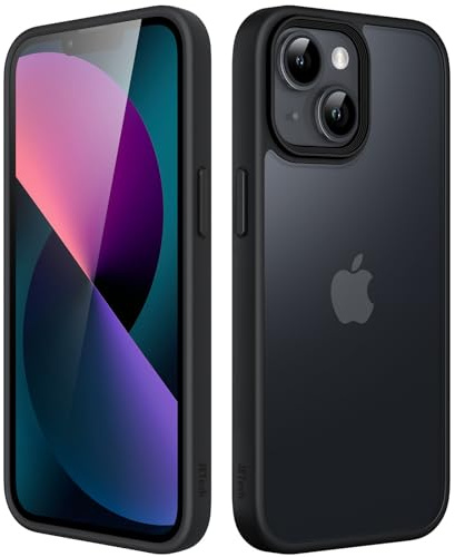 JETech Funda Mate para iPhone 13 Mini, Negro | Protección Militar, Parte Trasera Mate, Carcasa Acabado Antihuellas, Diseño Antigolpes