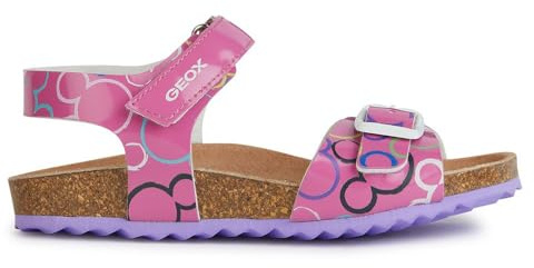 Geox Girl's J Adriel C Sandal, Fuchsia Multi Coloured, 9 UK Child