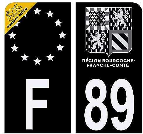 HADEXIA Aufkleber für Nummernschild, Motorrad, Département 89 Yonne, Schwarz, Plexiglas