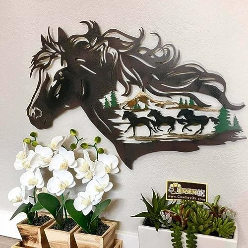 Pferd Metall Wanddeko, Metall-Dekoration, Wandbehang Moderne Wanddekoration Silhouette Wandkunst Metallbilder Gartendeko Wand-Dekoration Pferd Pferdekopf Zum Hängen Metall Rost Garten Verrostet