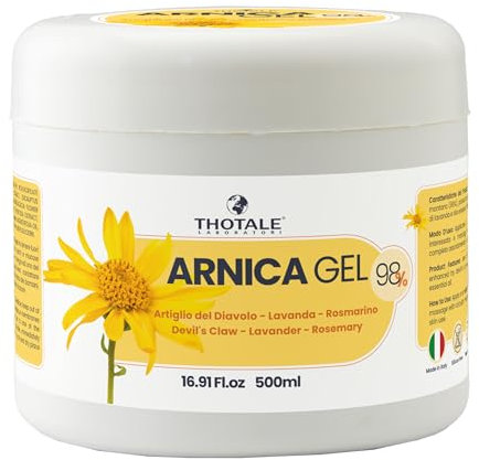 Arnica per cavalli uso umano e Artiglio del Diavolo 500 ml, Gel Extra Forte 98%, crema per massaggi a muscoli e articolazioni, effetto freddo, non irrita, non arrossa, non unge, 100% Made in Italy
