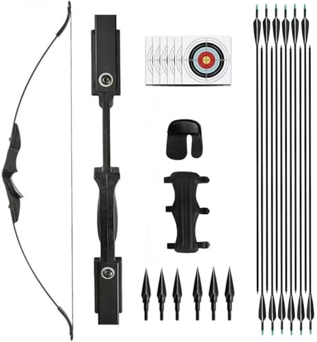 53 Takedown Recurve Bow and Arrow Set Adult 30/40LBS Archery Right & Left Hand Archery Target Practice Outdoor Hunting with 12pcs Mixed Carbon Arrow (bow set, 30lbs)