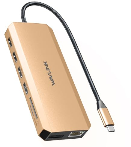 WAVLINK Docking Station 12 in 1 USB C, adattatore multiporta con 4 K Dual HDMI, DP, 100 W PD IN, USB3.0, USB2.0, RJ45, slot SD/TF, audio/microfono