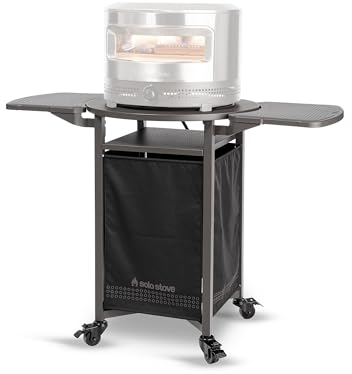Solo Stove Carrello per forno per pizza da esterno Pi | Tavolo portatile per forno per pizza, compatibile con tutta la famiglia Pi, ruote di bloccaggio, ripiani pieghevoli, in acciaio, altezza: 90,8