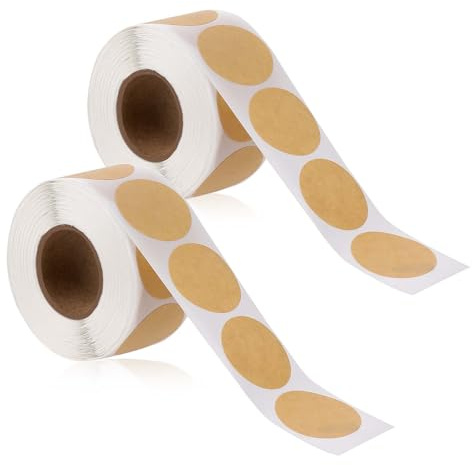 1000 Stück Braune Aufkleber, Kraftpapier Rolle Etiketten, 2,5 cm Rund Punkt Etiketten, Selbstklebende Punkt Aufkleber für Büro, Geschäft, Zuhause, Klassenzimmer, Markierung