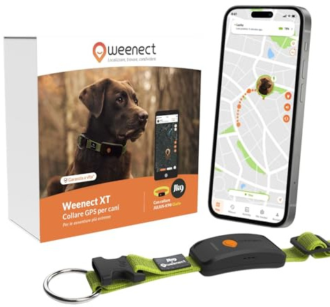Weenect Dog XT - NUOVO Collare GPS per Cani | Antenna XL | Impermeabile | Collare giallo ultra-resistente integrato Julius-K9 | Garanzia a vita | Abbonamento richiesto