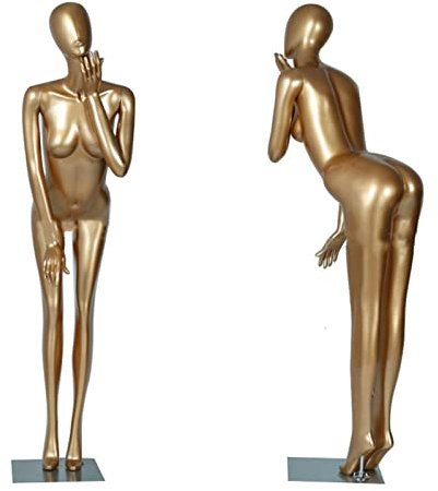 CRBUDY Schaufensterpuppe, sexy, weibliche, bewegliche Schaufensterpuppe mit Metallsockel, goldene, vollständige Schaufensterpuppe, Kunst für die Theke, Fotostudio, Fotografie, Gebäude, Ei