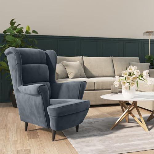 Hommdiy Sessel, Relaxsessel mit gepolstertem Sitz Armlehnen, Fernsehsessel Loungesessel für Wohnzimmer, Polstersessel Ruhesessel,Ohne Fußhocker,Dunkelgrau