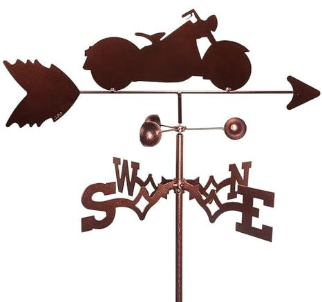 Wetterfahne, Motorrad-Wetterfahne mit Dachhalterung, Wetterfahne, Edelstahl-Wetterhahn, fliegendes Dach, Garten, Metalldekorationen für den Außenbereich, Bauernhof, Hof, Hof, Dekoration (C)