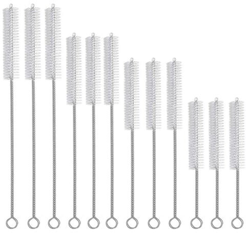 12 Pezzi Spazzola Bottiglia, Spazzole per la Pulizia Delle Bottiglie, Spazzola di Pulizia di Paglia, Set di Nylon Tube Spazzola, Spazzola Riutilizzabile per la Pulizia Della Cannuccia