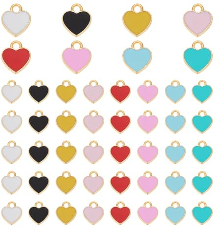 UNICRAFTALE 48 Stück Herzanhänger 8 Farben Emaille Liebesherzanhänger Kleiner Süßer Valentinstagsanhänger Für Schlüsselanhänger Ohrringe Armbänder Halsketten Schmuckherstellung Und DIY Basteln