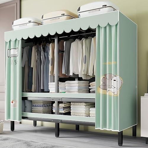 EZZPGDKU Kleiderschrank Stoffschrank Stabil, Stoff Faltschrank Für Schlafzimmer Mit Kleiderstange & Ablagen, 180x52x178 cm Kleidung Schrank, Wardrobe Closet, Garderobe Mit Kleiderständer