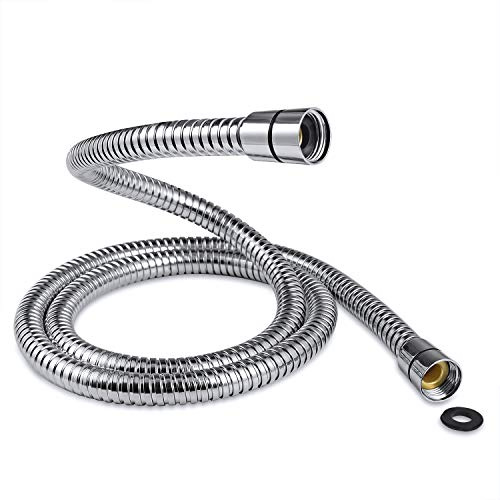Shower Hose 2m - SAMODRA 10mm Large Bore Stainless Steel Shower Hose Replacement Leakproof & Anti-Kink, Chrome