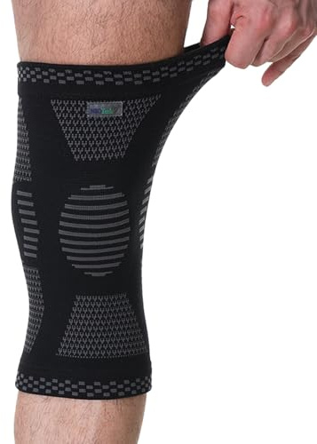 NEOtech Care Rodillera de fibra de bambú, Material ligero, elástico, cómodo y transpirable - Para hombre o mujer - Rodilla derecha o izquierda (Negro, Talla M, 1 Unidad)