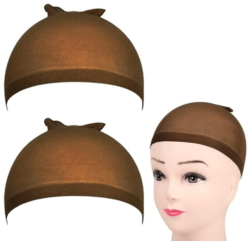 Redecilla Pelo,2 Piezas Redecilla Pelo para Peluca,Gorros de Pelucas,Casquillos de Nylon para Pelucas,Casquillos de Nylon Elástico y Transpirable para Mujeres y Hombres,Marrón