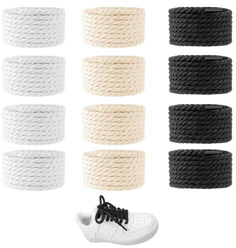 VireEyU 3 pares de cordones redondos de 160 cm en algodón – Cordones gruesos trenzados a mano para zapatillas y zapatos deportivos – Cordones resistentes y duraderos – Perfectos para el uso diario.