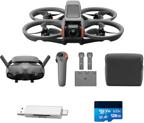 DJI Bundle Fly More Avata 2 (Trois Batteries), Drone FPV avec Caméra 4K, Acrobaties en Une Touche, Protection d’hélice intégrée, Drone Caméra avec Goggles 3 et RC Motion 3