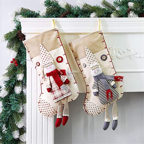 OJIJO Weihnachtsstrümpfe-Set, 2-teilig, Kaminsocken for Jungen und Mädchen, Weihnachtsbaumschmuck, Weihnachtsmann-Geschenktüten, Süßigkeiten-Dekor for die Party zu Hause