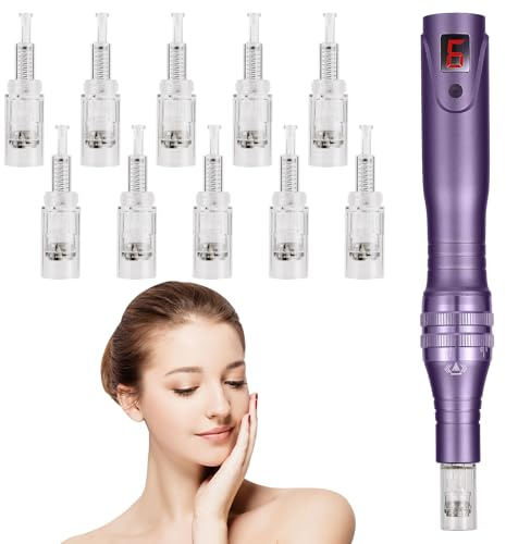 Microneedle Derma Roller Pen - Professional Microneeding 0.25 mm Derma Roller Beauty Pen - Microneedles Roller Pen for Women Men Tools (Purple)