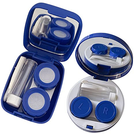 NULYLU Kontaktlinsenbehälter Aufbewahrungsbox Tragbares Etui Linsenbox Mit Spiegel Kompakt Für Reisen Und Alltag