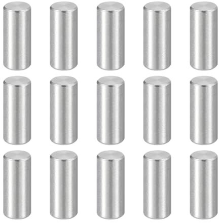 sourcing map 15pcs Dowel Pins M5(5mm) x 15mm 304 Stainless Steel Cylindrical Shelf Support Peg Pin Rod Fasten Elements for Metal Devices Wood Furniture DIY Installation, Silver
