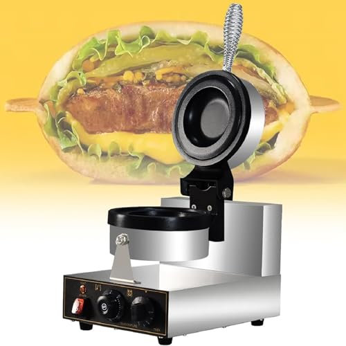 Pressa per Hamburger Commerciale,Pressa Elettrica UFO per Hamburger,Macchina per Waffle Con Gelato,Macchina per Hamburger Elettrica Non Rivestita,Macchina per Waffle Con Uovo a Bolle Con Timer,110 V