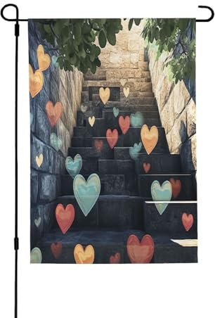 Drapeau de jardin en forme de cœur tombant – Drapeaux de cour vibrants pour l'extérieur, décoration extérieure printanière parfaite et décorations de cour de Pâques
